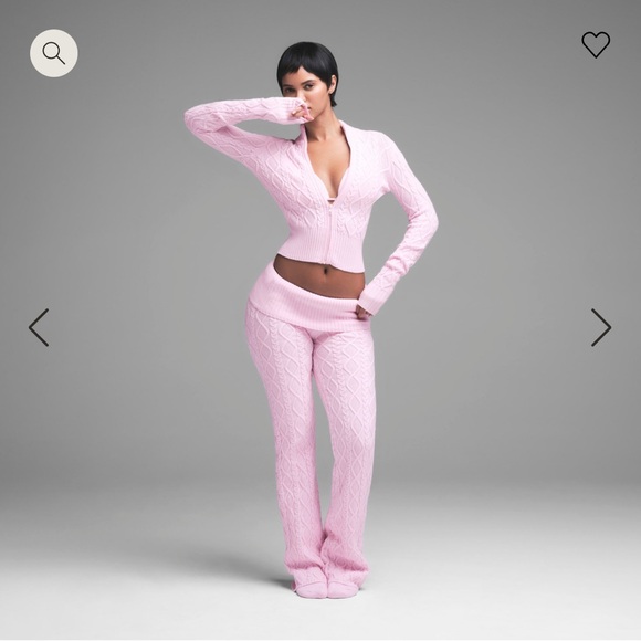 SKIMS SWEATER KNIT ZIP UP BABY PINK NWT SMALL - Picture 4 of 5